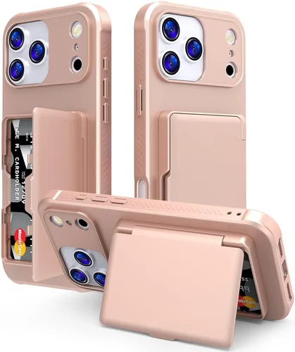 Vista 10 de Funda compatible con iPhone 14 Pro Max con espejo con tarjetero y soporte para tarjetas, bonita funda de lujo con espejo de maquillaje a la moda