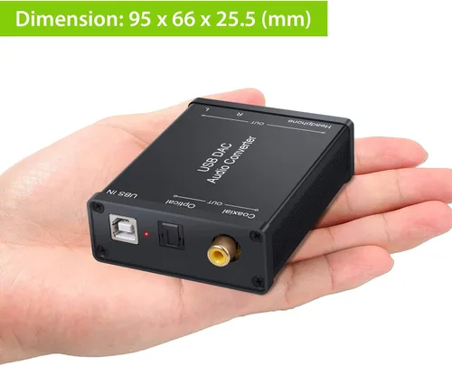Vista 6 de LiNKFOR Convertidor de conector de auriculares coaxial USB a SPDIF RCA y conector de auriculares de 0.138 in - Adaptador de audio óptico - PCM