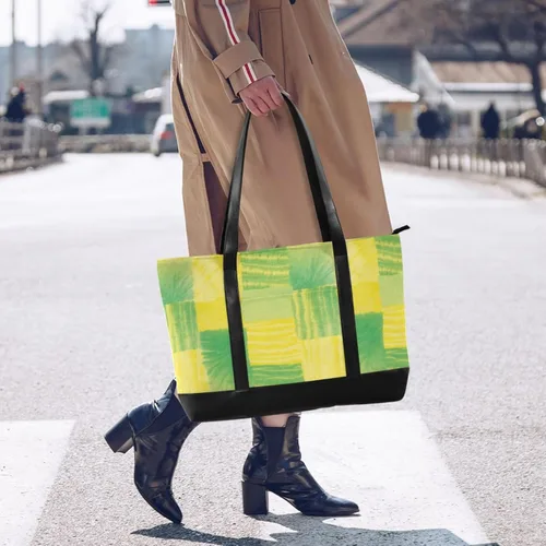 Vista 2 de Irregular Tie-dye in Yellowish-green Sturdy 14 inch laptop bag with zipper work tote bags for women for yoga with lunch maletin ejecutivo para mujer