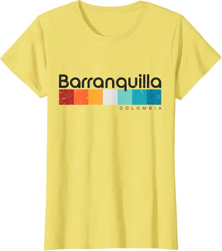 Vista 41 de Barranquilla Colombia - Camiseta de diseño vintage de estilo retro, Blanco, S