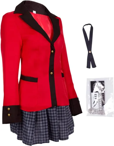 Vista 2 de Kakegurui Runa Yomozuki - Disfraz de uniforme escolar japonés para niñas, traje de falda corta