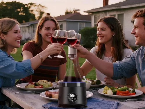 Vista 6 de Cobalance Decantador eléctrico de vino con aireador integrado, enfriador de botellas de 50 onzas y jarra, mantiene fresco las 24 horas, perfecto