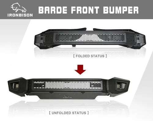 Vista 5 de IRONBISON Barde Parachoques delantero para Ford Ranger 2019-2023, protector de parachoques delantero plegable resistente con luces antiniebla