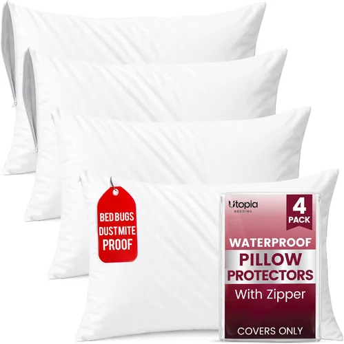 Vista 11 de Utopia Bedding - Funda de almohada impermeable con cremallera, 20 x 26 pulgadas, 2 unidades, estándar, color blanco