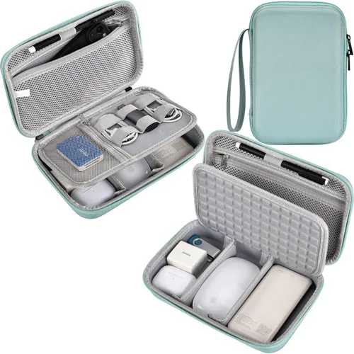 Vista 11 de Estuche organizador electrónico de viaje rígido para adaptadores de carga de MacBook, cables, banco de energía, ratón mágico Apple, lápiz Apple
