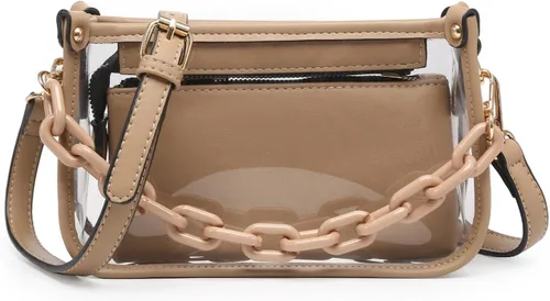 Vista 23 de Jessica - Bolso vegano transparente para mujer, aprobado por estadios, bolsos cruzados para conciertos, eventos deportivos