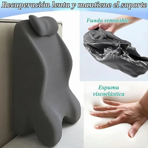 Vista 5 de Almohada versátil Cojín ergonómico de cuña Almohada de espuma viscoelástica (gris oscuro)