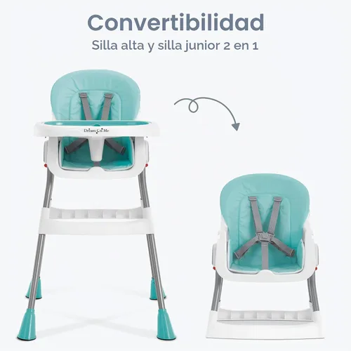 Vista 7 de Dream On Me Silla alta portátil 2 en 1 Tabletalk, silla alta compacta convertible, ligera, color aguamarina
