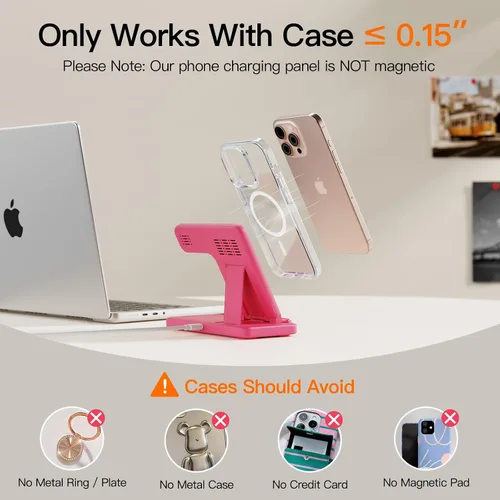 Vista 7 de Cargador inalámbrico 3 en 1 para iphoneAir17 16 15 14 13 12 11 XR 8, estación de carga Apple para Apple Watch 10/9/Ultra/8/7/SE/6/5/4 y AirPods