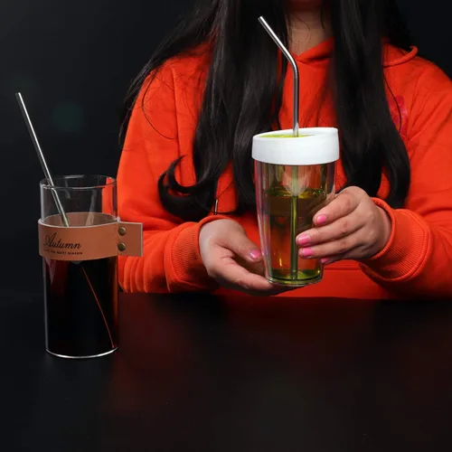 Vista 3 de VEHHE Popotes de metal de acero inoxidable Popotes para beber reutilizables - 10.5" Ultra largo 4 + 1 - Con cepillo de limpieza para vasos de 20/30