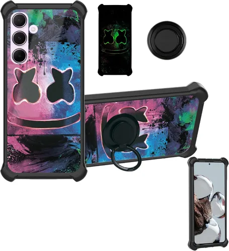 Vista 37 de Aroepurt Funda compatible con Nothing Phone 2a Phone Case Cover [PC duro + silicona suave] [soporte de anillo] [efecto luminoso] YGH-BQ