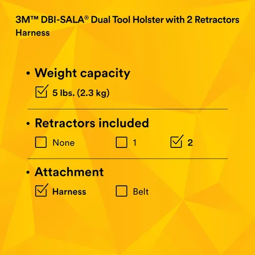 Vista 12 de 3M™ DBI-SALA® Funda para herramientas doble con 2 retractores, arnés 1500109, 1 EA