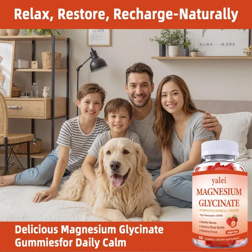 Vista 7 de Gomitas de glicinato de magnesio de 400 mg con L-teanina, fosfatidilserina, sueño, estrés y alivio muscular, para adultos y niños, sin OMG, veganas