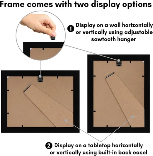 Vista 5 de Americanflat - Marco de fotos de 6 x 8 pulgadas con vidrio resistente a roturas - Úselo como marco de 3 x 5 pulgadas con paspartú o para exhibir una