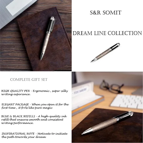 Vista 5 de S&R Somit Bolígrafo de lujo para hombres con caja de regalo, valioso bolígrafo de lujo para negocios y oficina, regalo ejecutivo para familiares