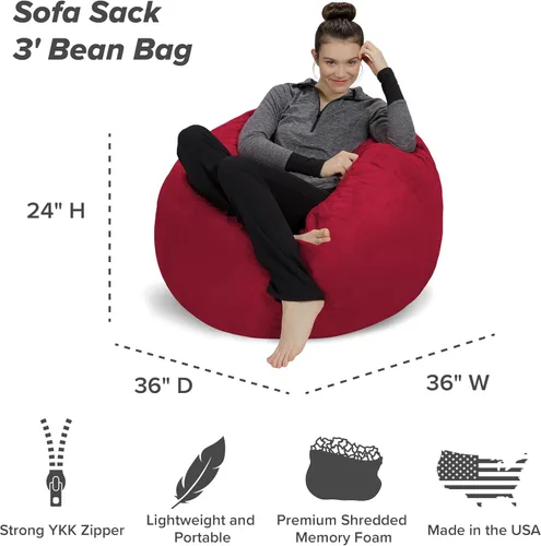 Vista 3 de Saco de sofá – Puff de felpa ultra suave, con espuma viscoelástica y funda de micro-gamuza, mueble rellenos de espuma y accesorios rellenos