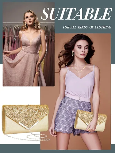 Vista 6 de Henoyso Juego de 5 piezas de joyería de diamantes de imitación con diamantes de imitación, bolso de mano para novia, graduación, collar, aretes