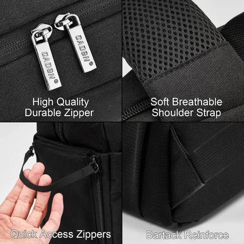Vista 9 de CADeN Mochila Bolsa para Cámara con Compartimento para Portátil de 14", Impermeable, Estuche para Cámara DSLR/SLR sin Espejo para Viajes y 1.0 Negro