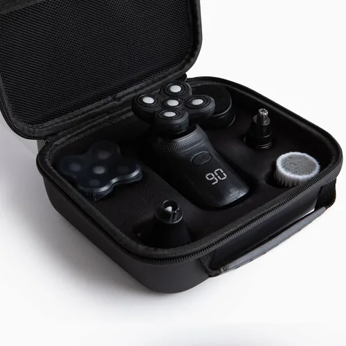 Vista 4 de Groomie BaldiePro - Funda de viaje negro Kit de afeitado organizador de viaje para hombres Elegante funda rígida portátil para llevar sobre