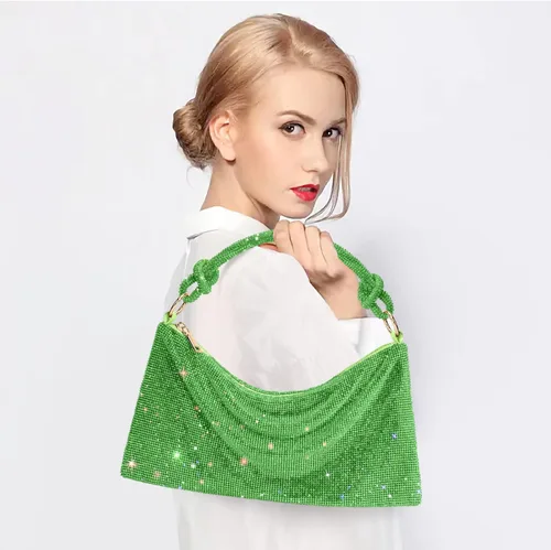Vista 5 de WLLWOO WLLWOO Bolsos de mano con diamantes de imitación para mujer, bolsos de noche elegantes, bolsos cruzados brillantes para fiesta, club, boda