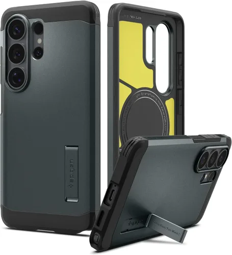 Vista 30 de Spigen Funda para Galaxy S25, Tough Armor MagFit [Kickstand] [Compatible con MagSafe] [Protección de grado militar] - Abyss Green Abyss Verde