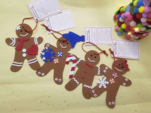 Vista 2 de 4E's Novelty Legend of Gingerbread Man - Juego de 12 adornos navideños de espuma a granel, de 3 a 12 años, autoadhesivos, adornos de bricolaje