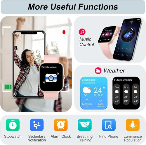 Vista 7 de Harper Reloj inteligente para hombres y mujeres, dos correas (silicona + malla) 2.01 pulgadas, HD, reloj inteligente inteligente Bluetooth + control