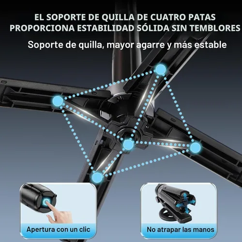 Vista 6 de Palo selfie magnético multifuncional 4 en 1 con rotación de 360°, trípode magnético universal para teléfono con control remoto desmontable, trípode