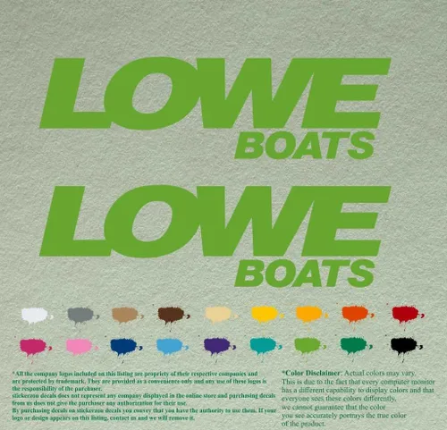Vista 14 de Par de calcomanías de vinilo de repuesto compatibles con Lowe Boats, motor fuera de borda, juego de 2 (12 pulgadas, negro 070)