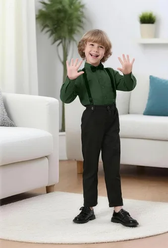 Vista 48 de A&J DESIGN Conjunto de ropa formal para niños pequeños con tirantes y tirantes