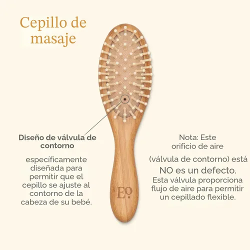 Vista 9 de ELLAOLA Juego de cepillo y peine de bambú natural, 3 piezas - Cepillo para costra láctea, cepillo de masaje para el cabello, peine de bambú