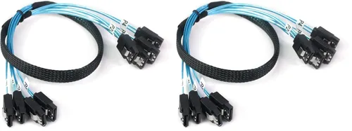 Vista 9 de ADCAUDX Cable SATA-III: 1.6 ft, 4 unidades/juego delgado SATA 6Gbps HDD SSD cable de datos incluido reemplazo para servidor Bitcoin computadora SSD