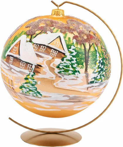Vista 31 de Adorno de Navidad de Polish Gallery, Explosión Invernal, Bola de Vidrio Soplado (Oro, 6-pulgadas Ø/150mm)