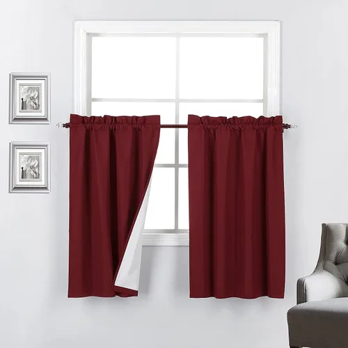 Vista 7 de 2 paneles de cortinas opacas con aislamiento térmico y forro blanco en la parte trasera para ventana de bloqueo de luz para cualquier ventana