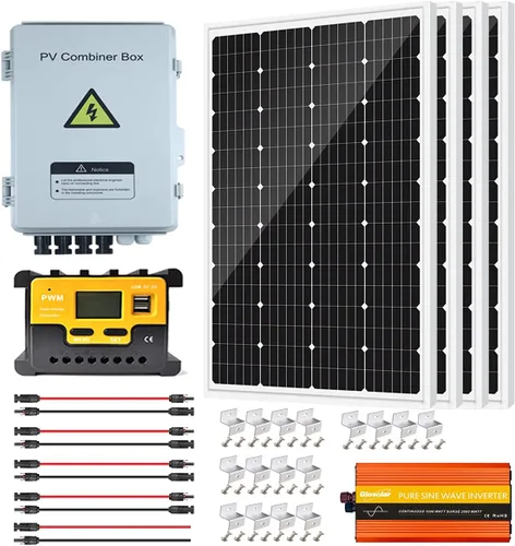 Vista 10 de Kit de panel solar de 480 W con batería e inversor Sistema solar completo de 12 V: 4 paneles solares de 120 W e inversor de corriente de 1000 W