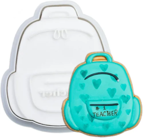 Vista 11 de Juego de cortador de galletas de regreso a clases con sellos de émbolo, 11 piezas, regalos de cocina, cumpleaños, vacaciones, ácido poliláctico 3D