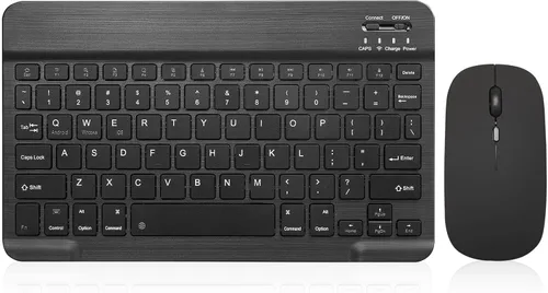 Vista 9 de Paquete de 2 teclados y mouse Bluetooth Combo de teclado inalámbrico portátil recargable para Apple iPad, iPhone, iOS 13 y superiores, Samsung, Rosa