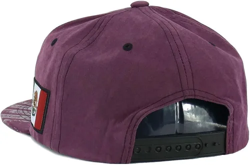Vista 4 de Gorra mexicana hecha en México Eagle Aguila Poly Suede Snapback Flat Bill Gorra de béisbol