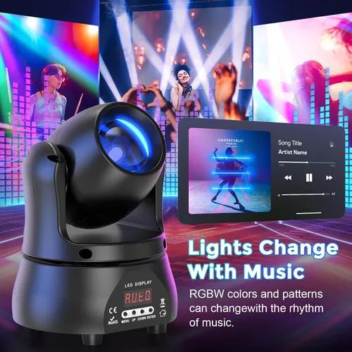 Vista 9 de 2PCS 40W LED de cabeza móvil luz RGBW haz iluminación escenario focos con sonido DMX activado modo automático para fiestas, pista de boda, banda