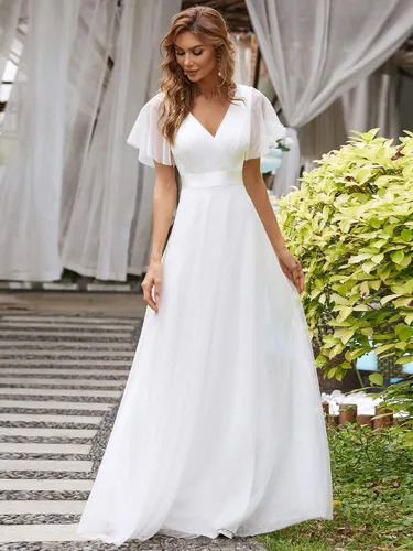 Vista 4 de Ever-Pretty Vestido de dama de honor cruzado con cuello en V doble cintura imperio para mujer 7962