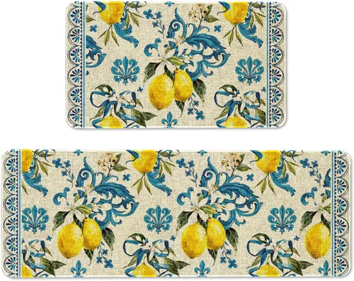 Vista 16 de Mloabuc® Tapete decorativo de flores, tapetes de cocina de arpillera de arpillera para mujer, accesorios de cocina para exteriores, 17 x 30 pulgadas