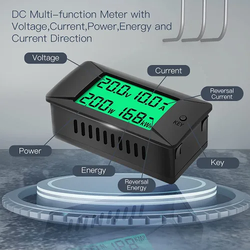 Vista 2 de Medidor Monitor de Batería Multifunción DC, 0-300V, 0-100A Shunt Incorporado, Ampliamente Aplicado a Baterías de RV/Coche de 12V/24V/48V, Pantalla