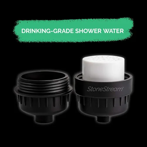 Vista 3 de Sistema de cabezal de ducha original StoneStream® EcoPower, filtro iónico similar al spa para suavizar el agua, aumentar la presión y ahorrar agua