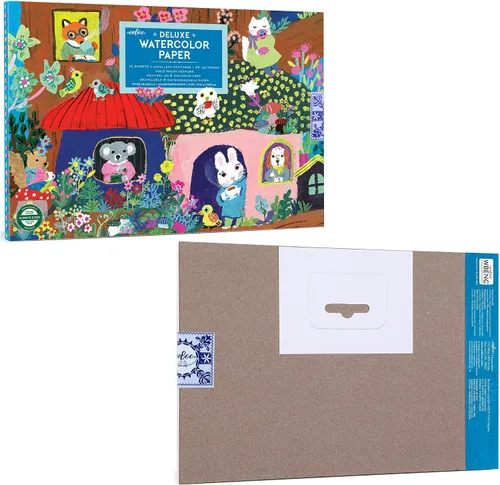 Vista 7 de eeBoo: Bloc de papel de acuarela de lujo, hongos de Yumi, 16 hojas, calidad de artista, 85 libras/180 gsm, arte de portada de bosque, ecológico