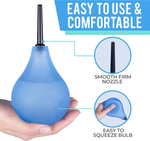 Vista 3 de Kit de bombillas de enema transparente, ducha anal para hombres y mujeres, 7 onzas con 2 boquillas reemplazables, ve fácilmente el nivel del agua