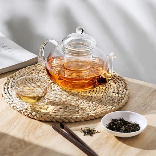 Vista 3 de CnGlass Tetera de vidrio de 20.3 oz y tazas de té de vidrio de 5.1 oz (paquete de 4)