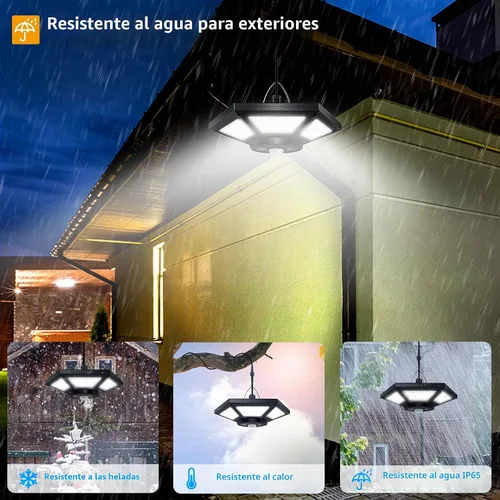 Vista 6 de AEQ - Luz solar de cobertizo para interiores y exteriores, funciona durante el día con control remoto, iluminación de 360°, impermeable, luces