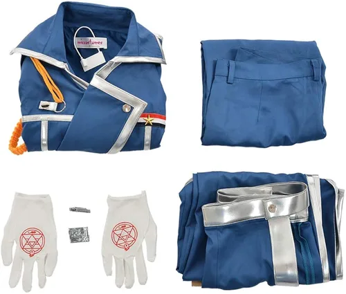 Vista 8 de miccostumes Disfraz de uniforme y abrigo azul para hombre
