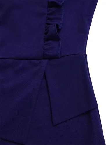 Vista 6 de Vestido ajustado con péplum para mujer, sexy, cuello corazón, manga corta, para oficina, trabajo, por debajo de la rodilla, vestido de verano
