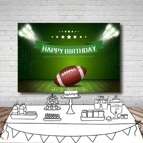 Vista 5 de MEHOFOTO - Fondo de fotografía de fútbol americano con temática de niño feliz cumpleaños, decoración de fiesta, rugby, deportes, campo de fútbol